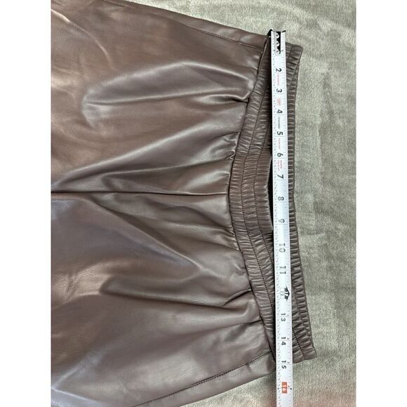 NWT APPARIS Vegan Leather Pants TREY Cocoa wide leg Large - Picture 10 of 14